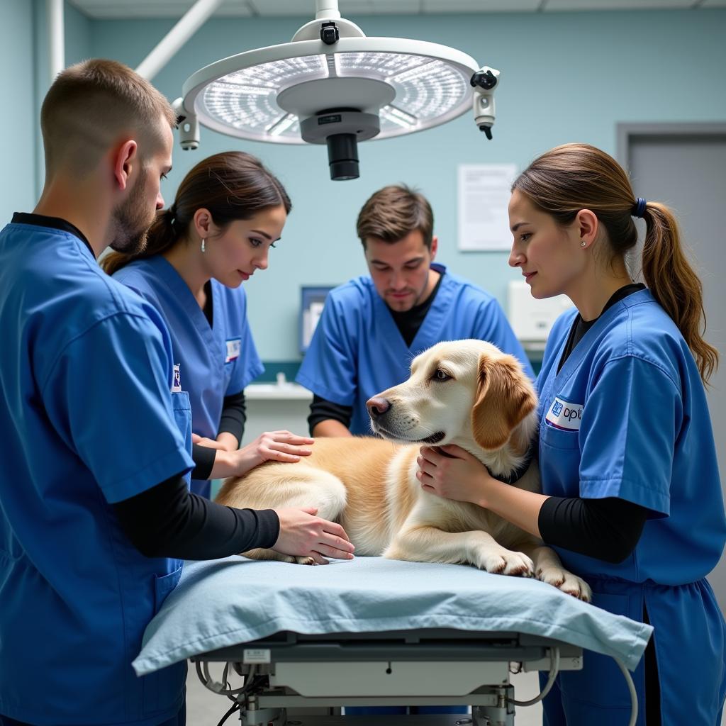 Veterinary Team Providing Emergency Care to a Dog