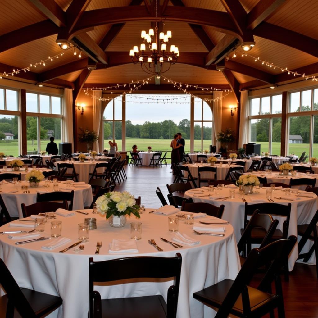 Elegant wedding reception setup at Emerson Park Pavilion Auburn