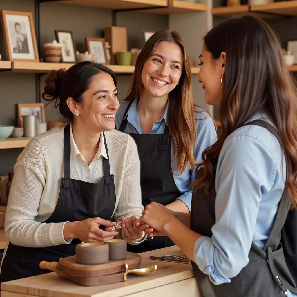 Friendly and helpful staff at Emory Hospital gift shop assisting a customer