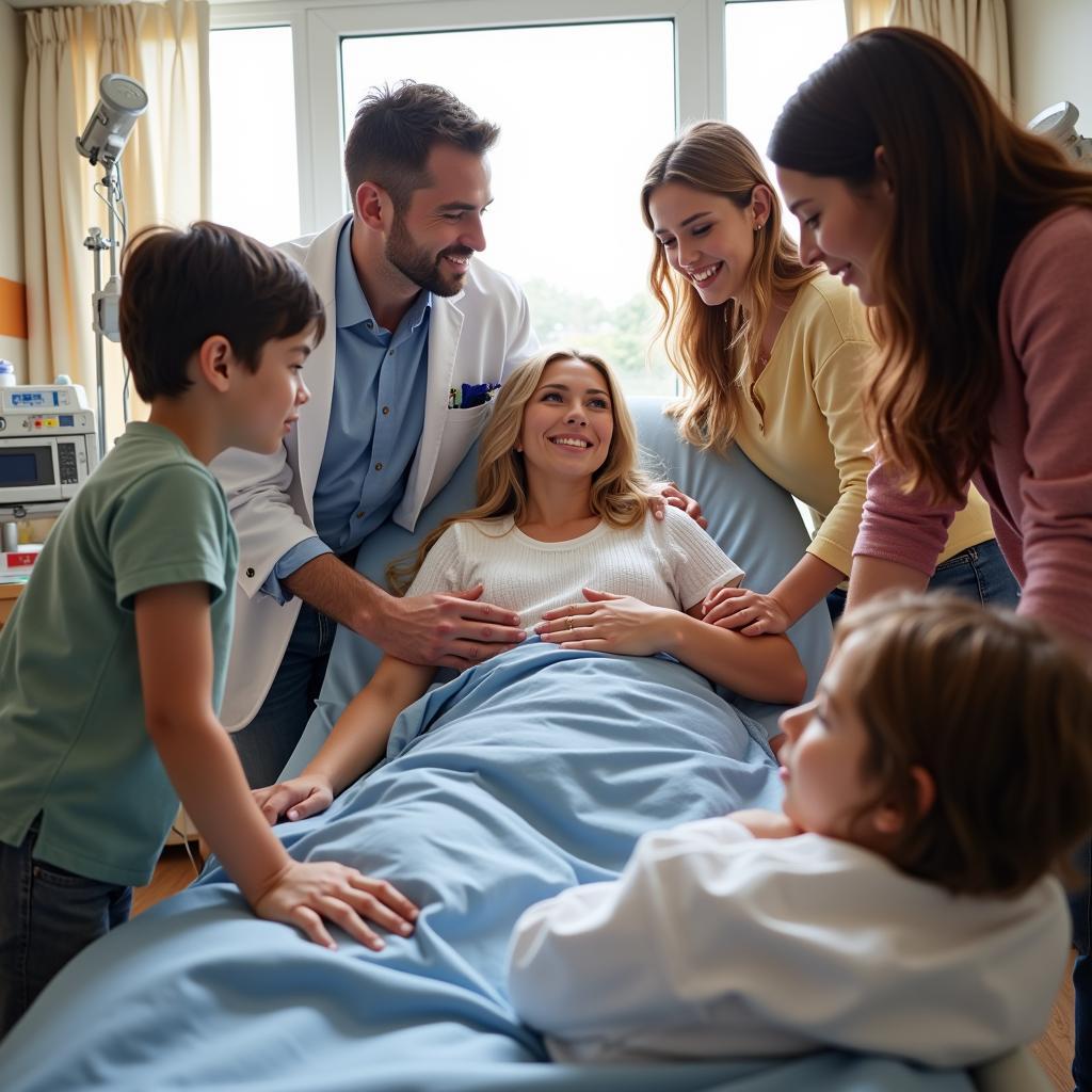 Family gathered in hospital room