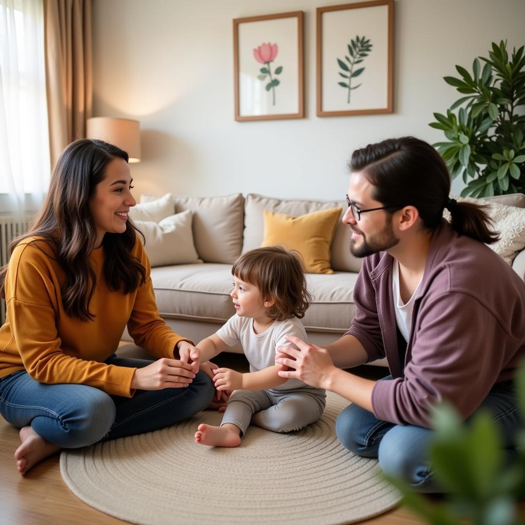 Family participating in a therapy session