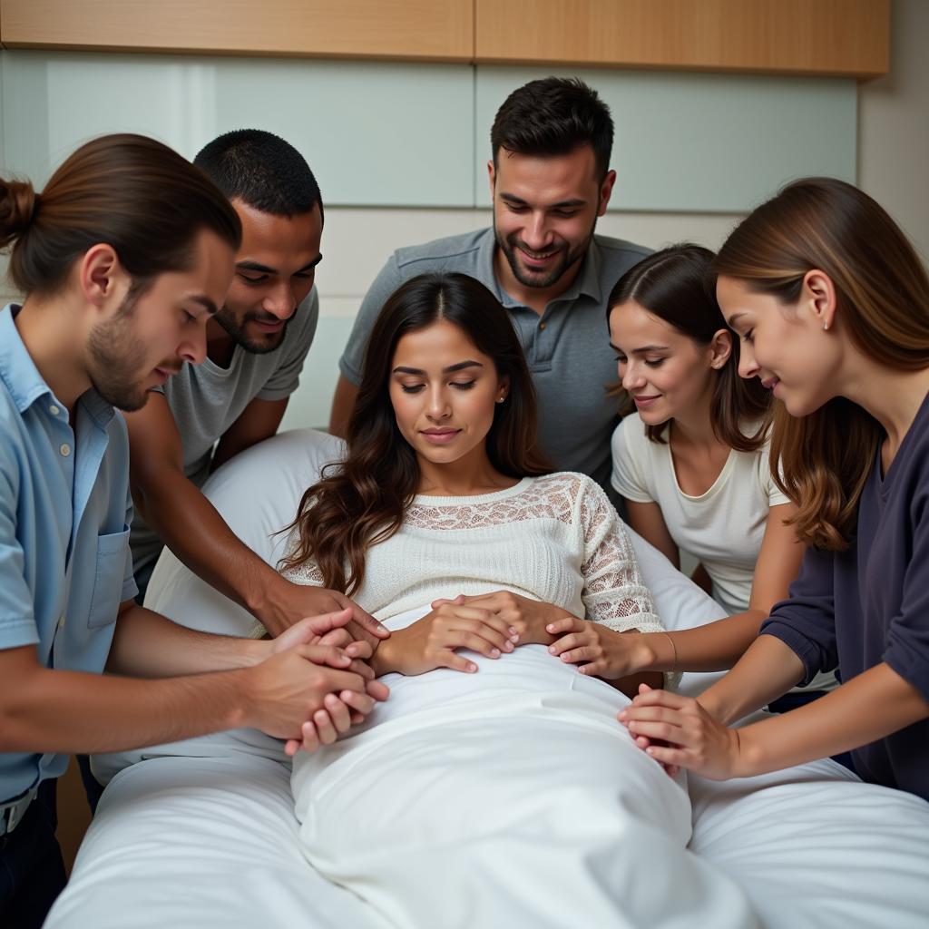 Family Gathered in Hospital Prayer Circle