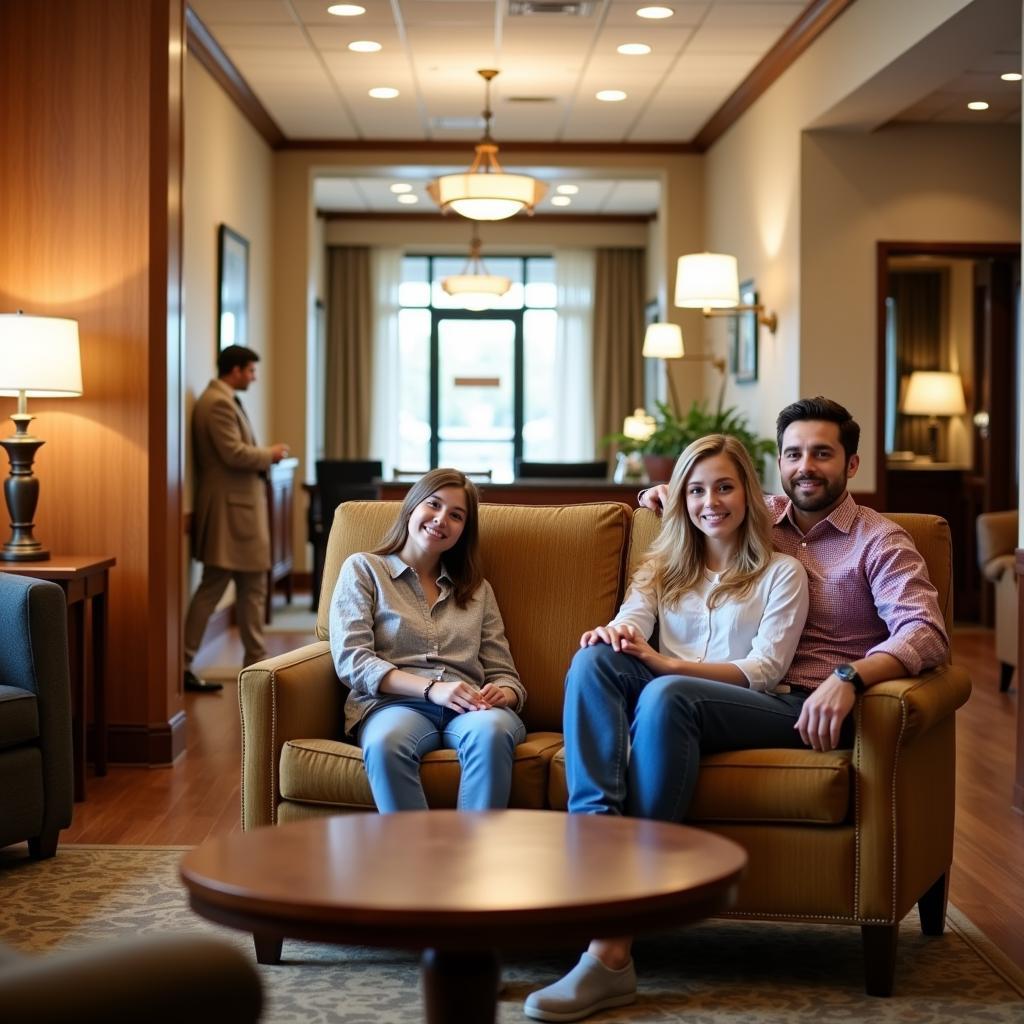 Family in Hotel Lobby near University of Iowa Hospitals