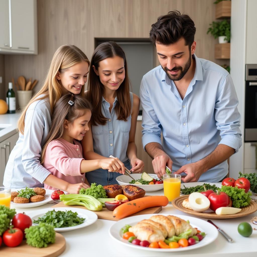 Family Preparing Heart-Healthy Meal Together