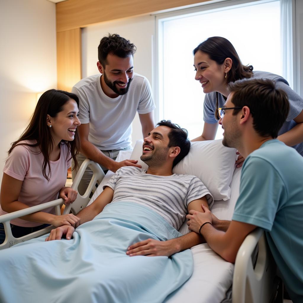 Family Visiting Patient in Hospital Room