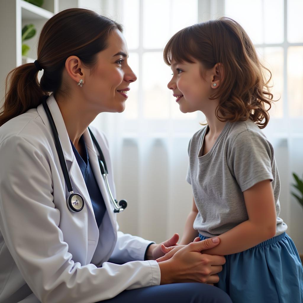 Compassionate Female Doctor Comforting a Young Patient