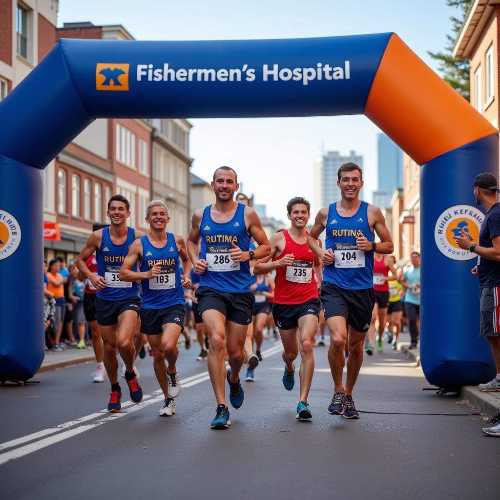 Runners Celebrating at the Finish Line