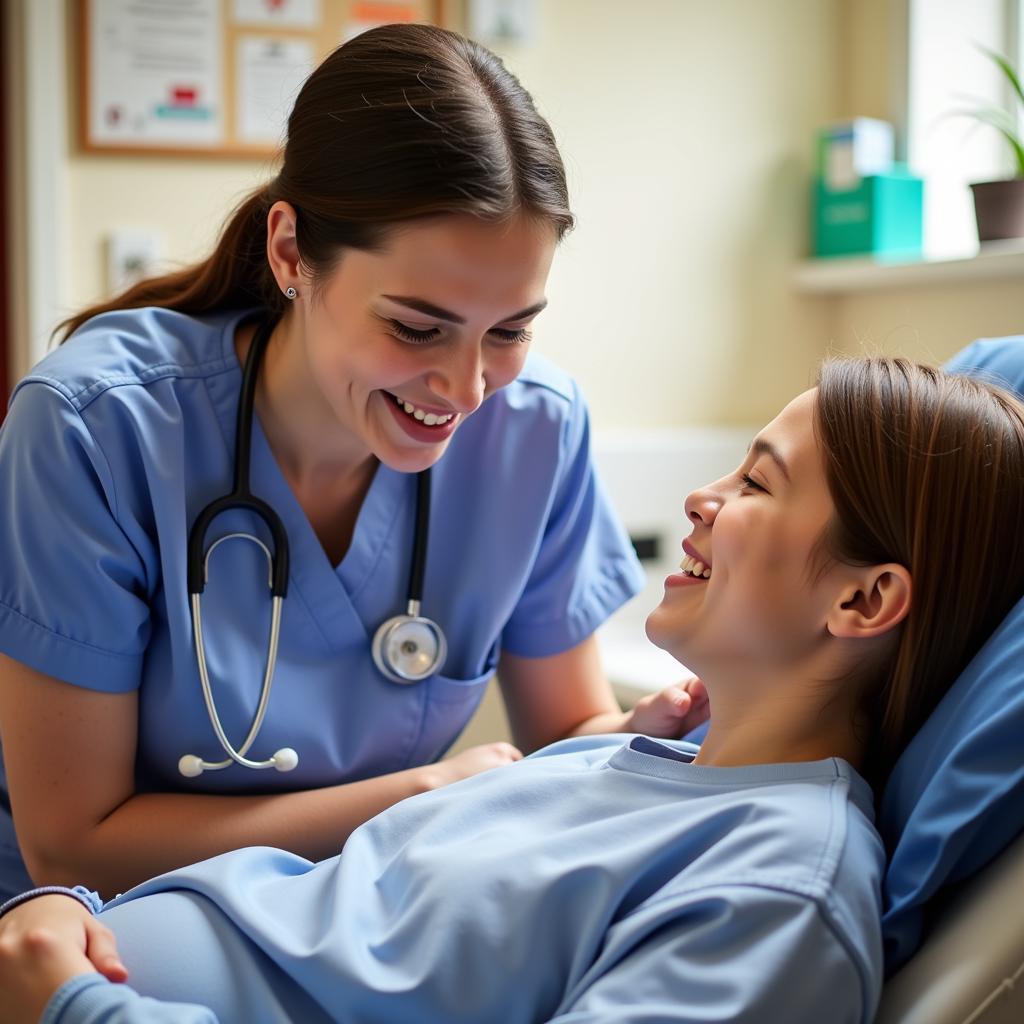 Fort Hamilton Hospital Nurse smiling at patient