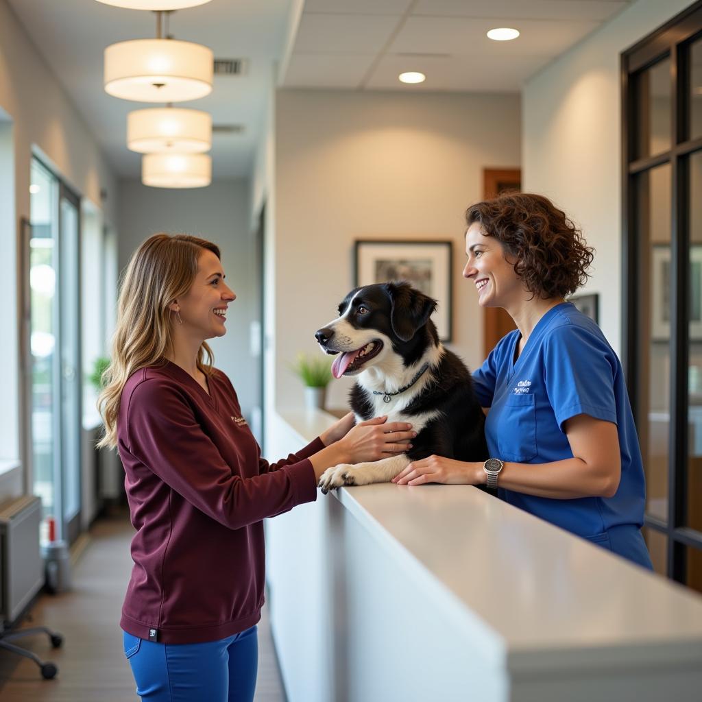 Friendly Staff Greeting Pet Owner