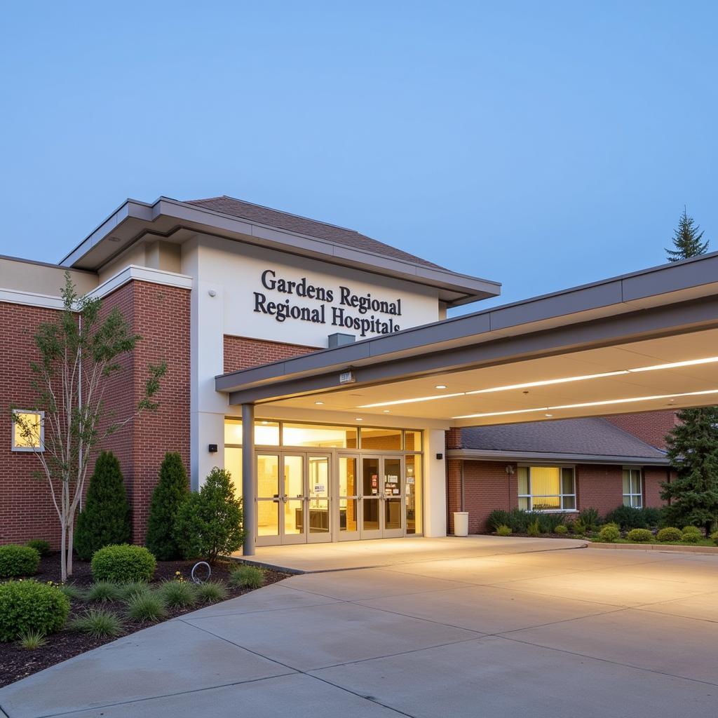 Modern and welcoming exterior of Gardens Regional Hospital