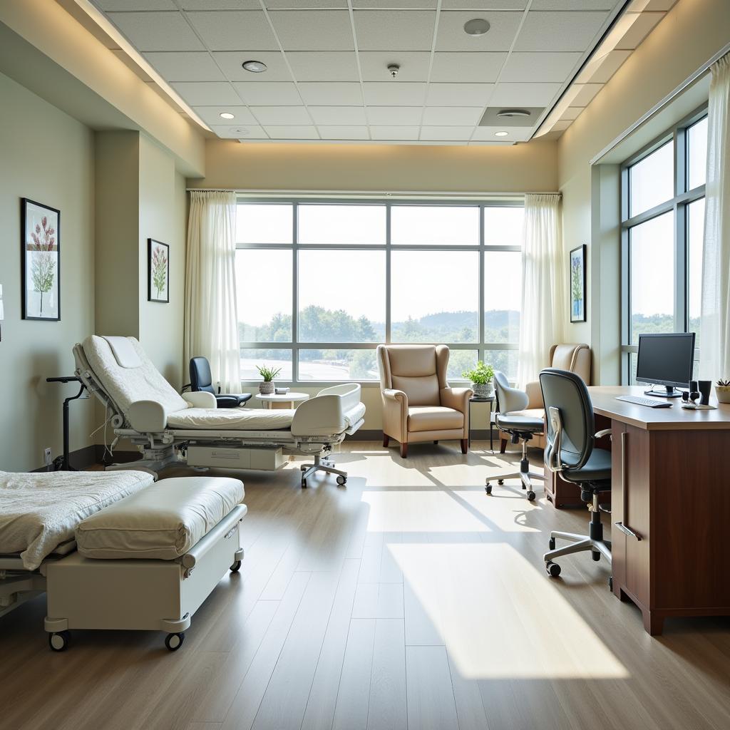 A spacious and comfortable patient room