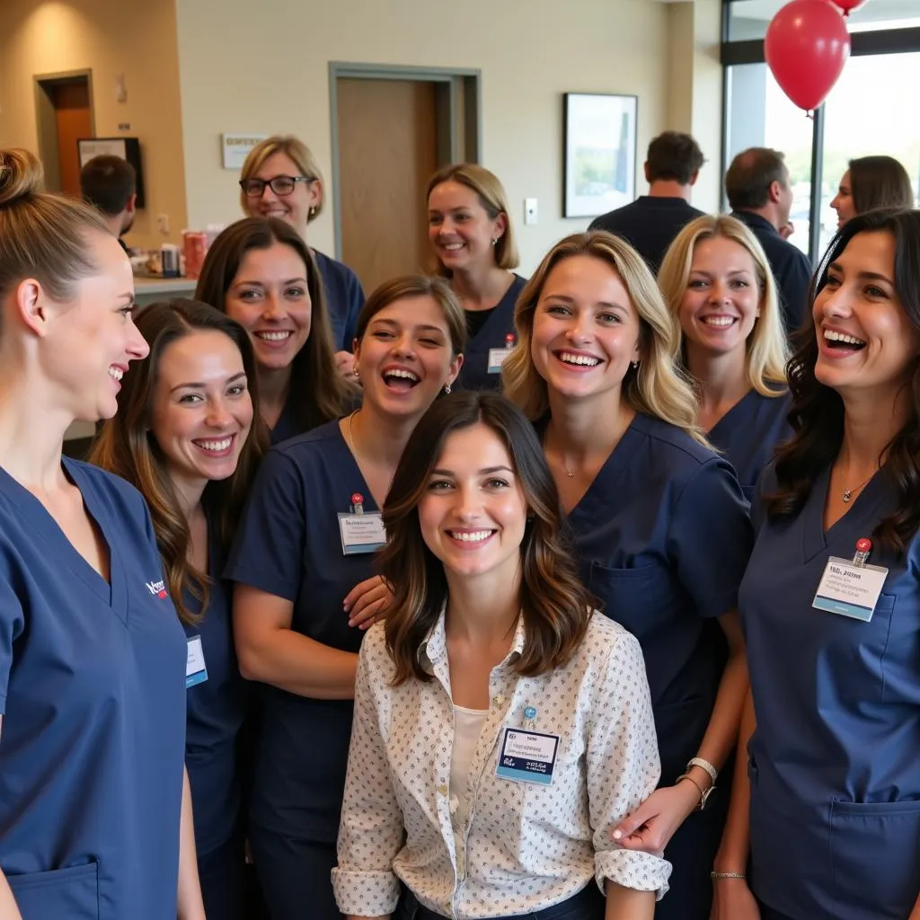 Gaylord Hospital employees celebrating