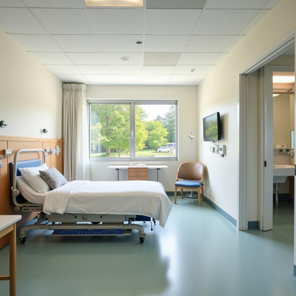 Comfortable and well-equipped patient room