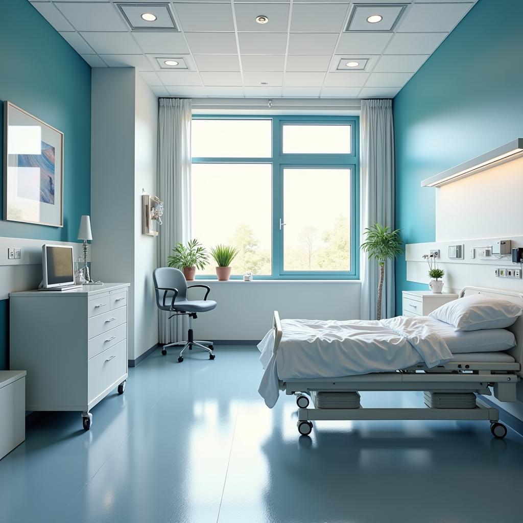 Comfortable and well-equipped patient room