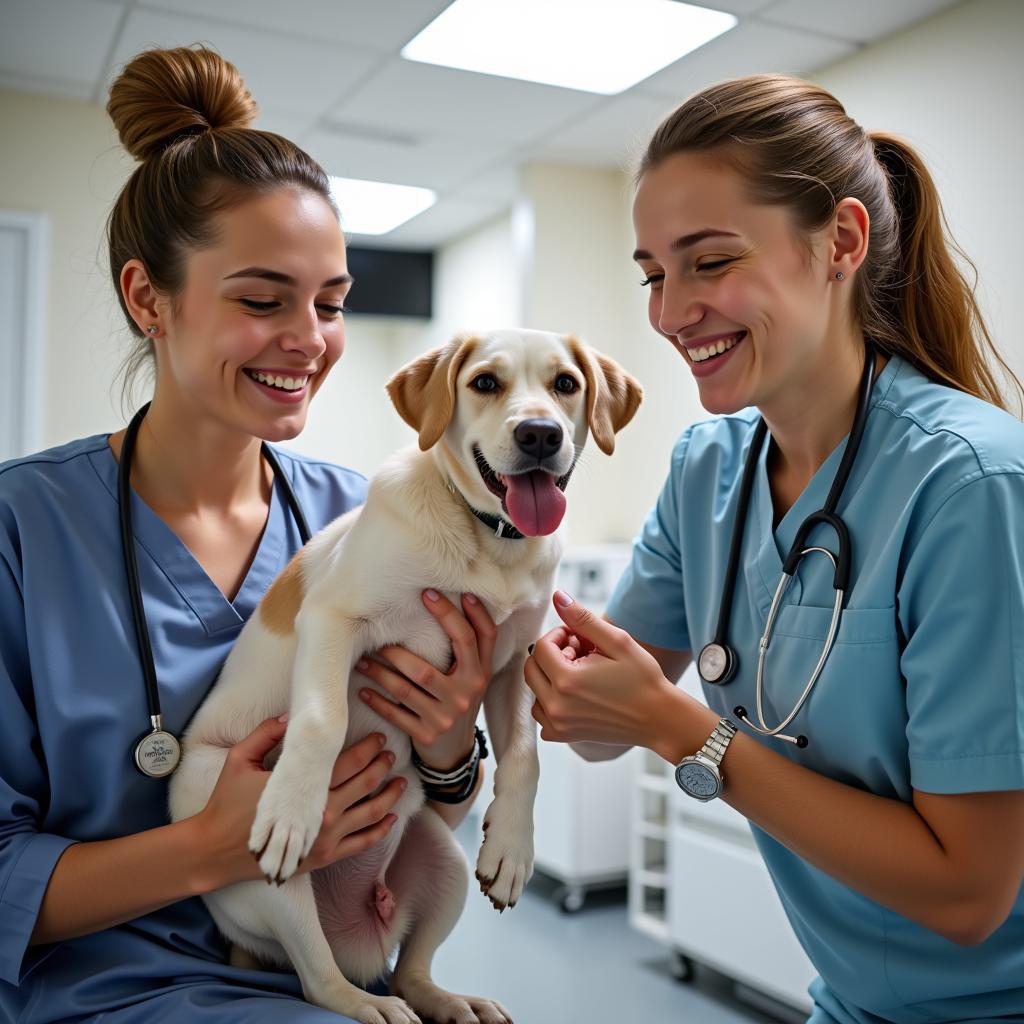 Compassionate veterinary team interacting with pets and their owners at Glenolden Vet Hospital