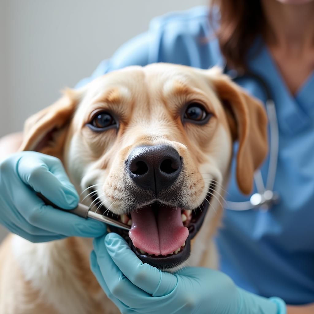 Veterinarian performing dental check-up on a dog at Glenolden Vet Hospital