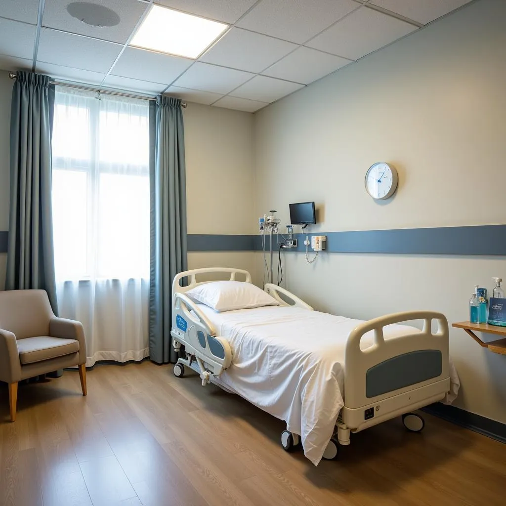 Comfortable and well-equipped patient room at Global Hospital Hyderabad