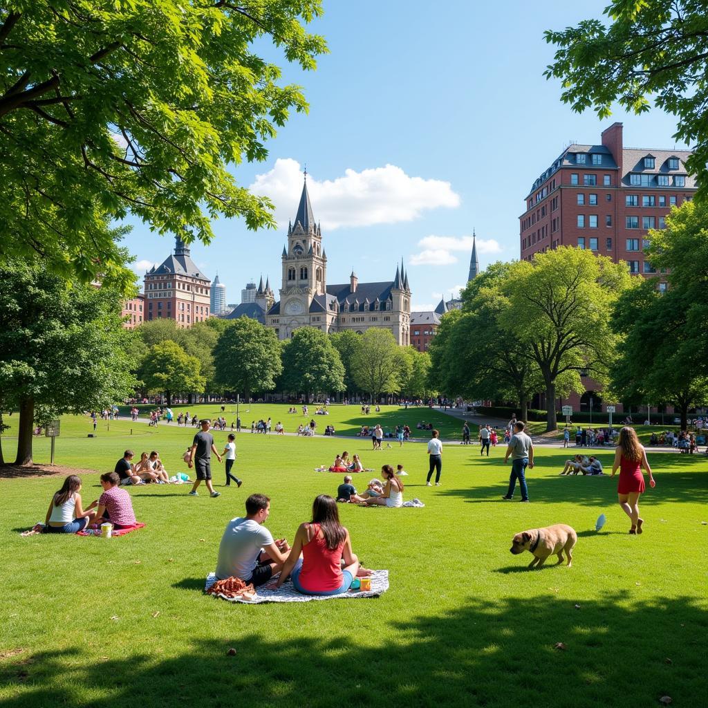 Residents enjoying a sunny day at a park in Graduate Hospital, Philadelphia