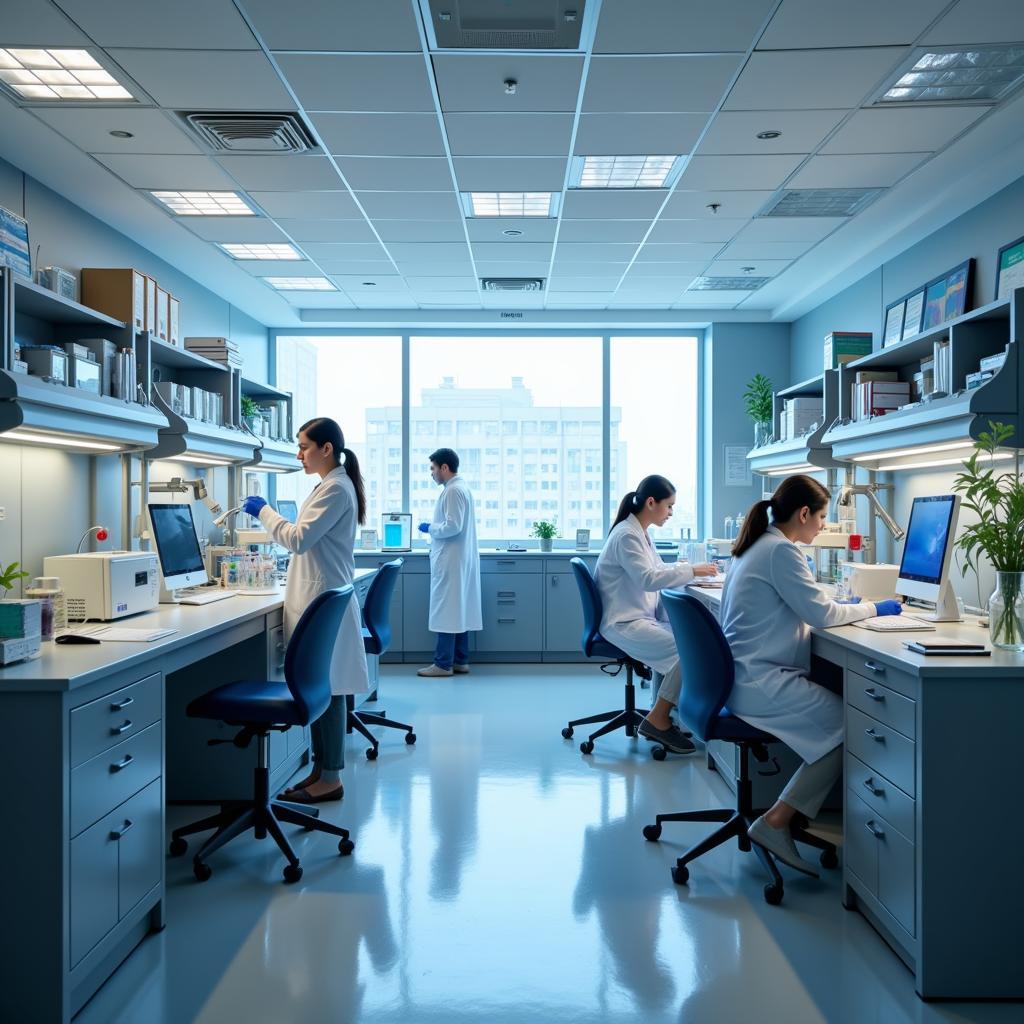 Medical researchers conducting experiments in a lab