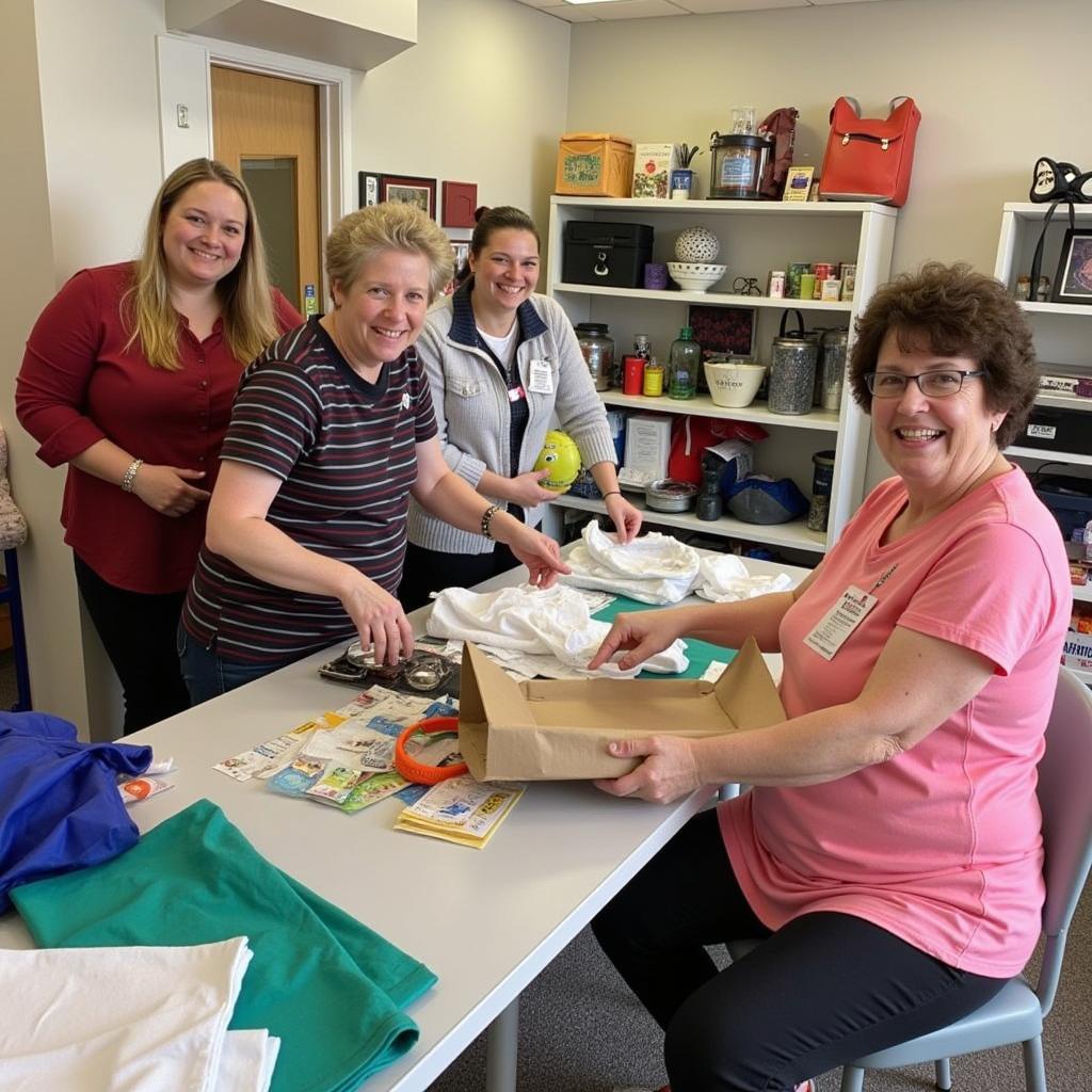 Volunteers Sorting Donations