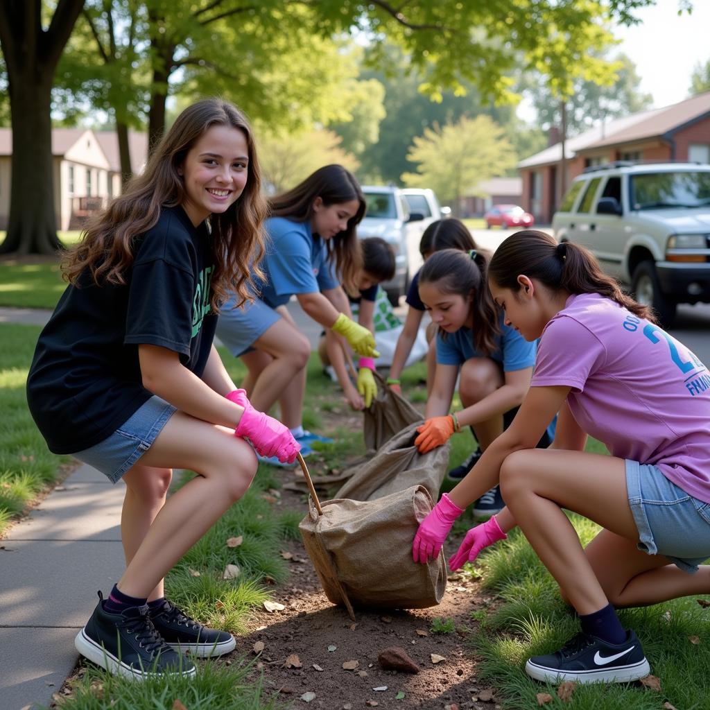 Students from Grey Coat Hospital participating in a community outreach program.