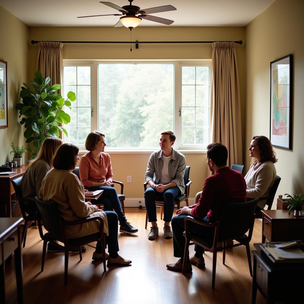 Support group session in a Black Mountain facility