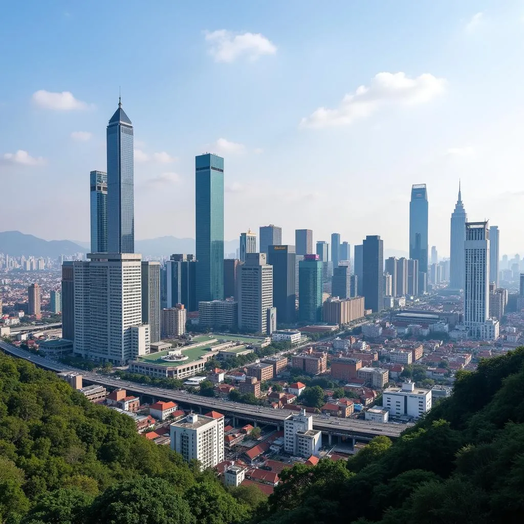 Guangzhou Cityscape with Modern Hospitals