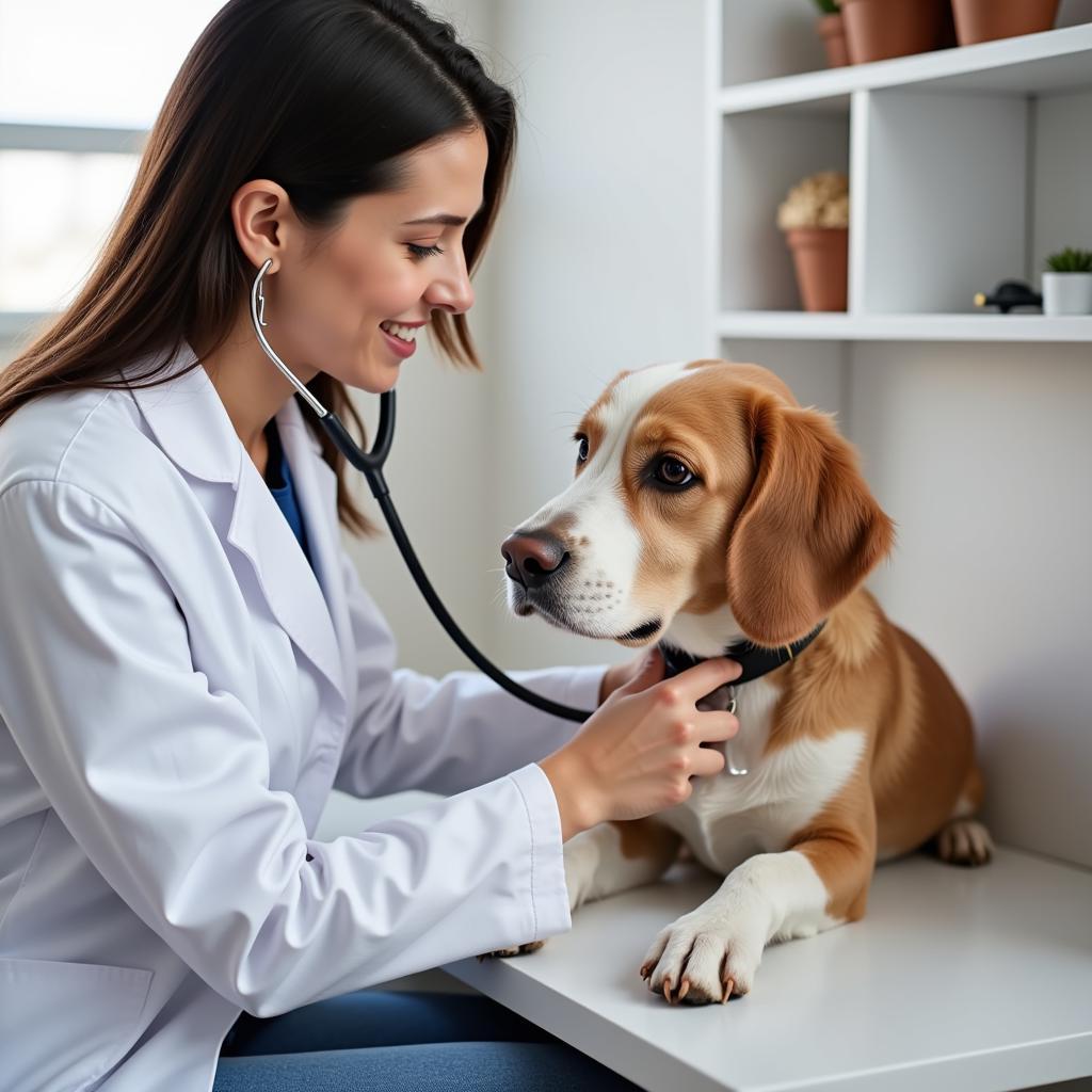 Experienced Veterinarian Examining a Dog at Gulf Breeze Animal Hospital