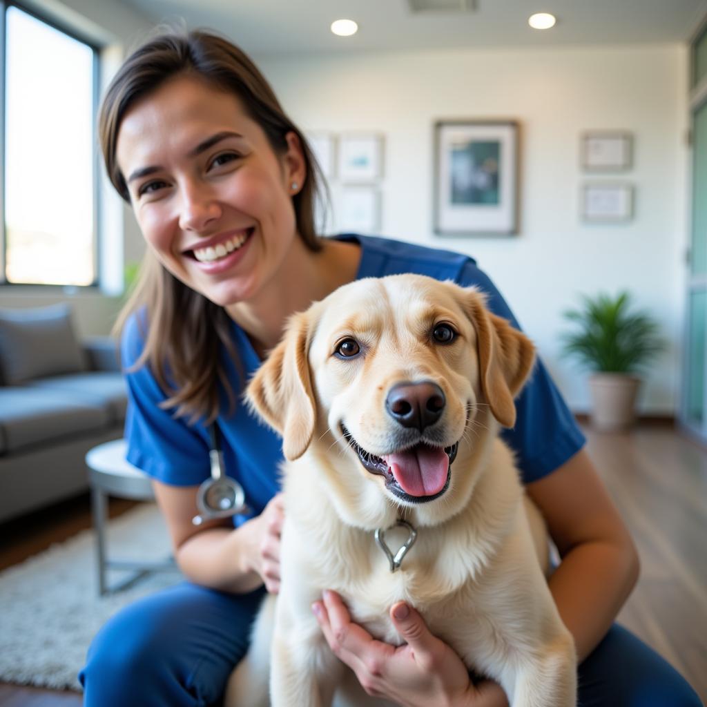 Happy Pet Owner at Halo Animal Hospital Labelle FL