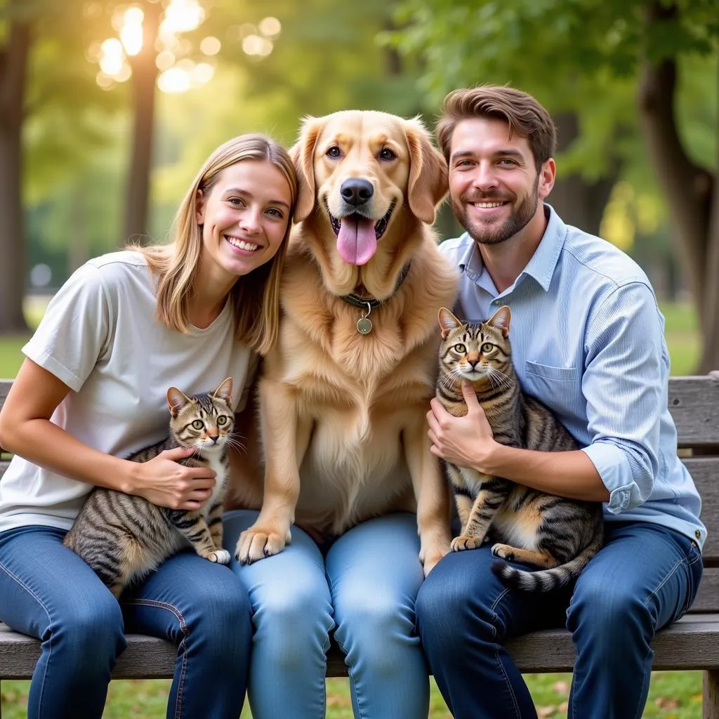 Happy Cat and Dog With Owner in New Bern