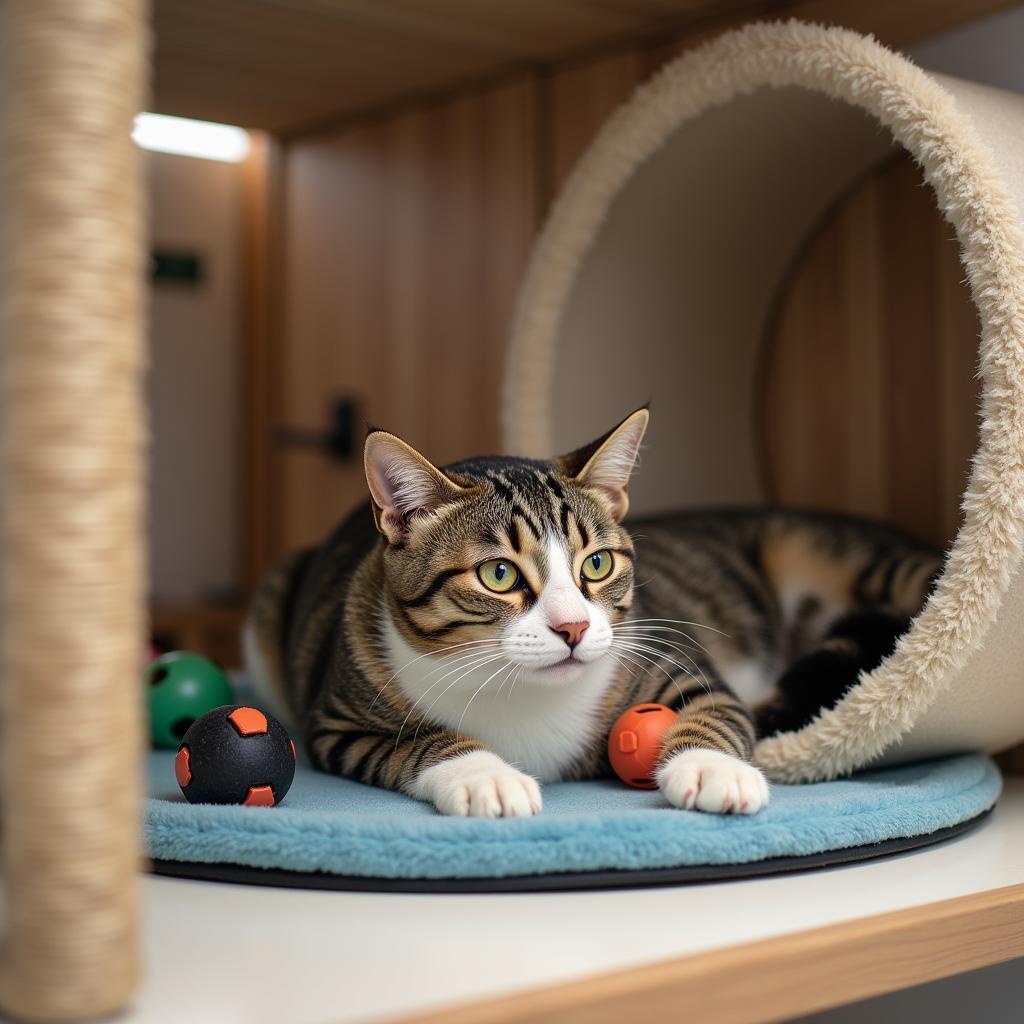 Happy Cat in Boarding Condo