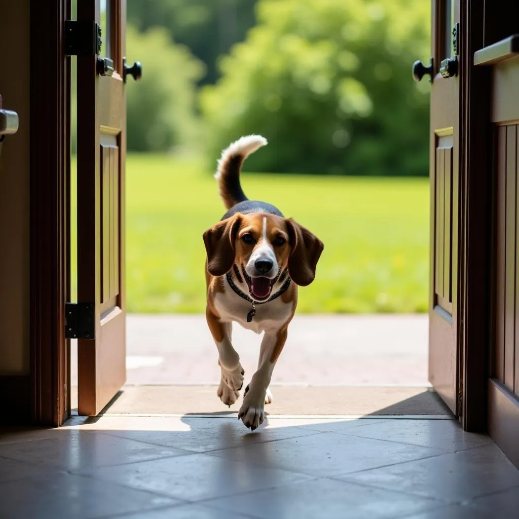 Happy dog leaving Appalachian Animal Hospital