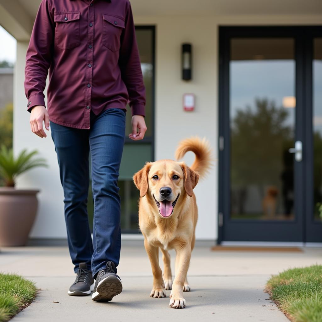 Content Dog Leaving Covenant Animal Hospital After a Successful Visit