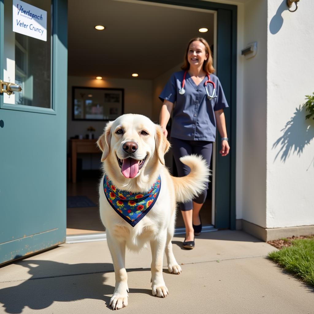 A Happy Dog Leaving the Vet in Fresno