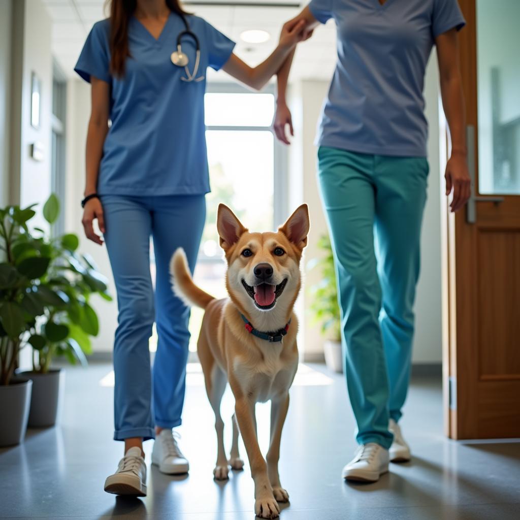 Happy Dog Leaving Veterinary Hospital