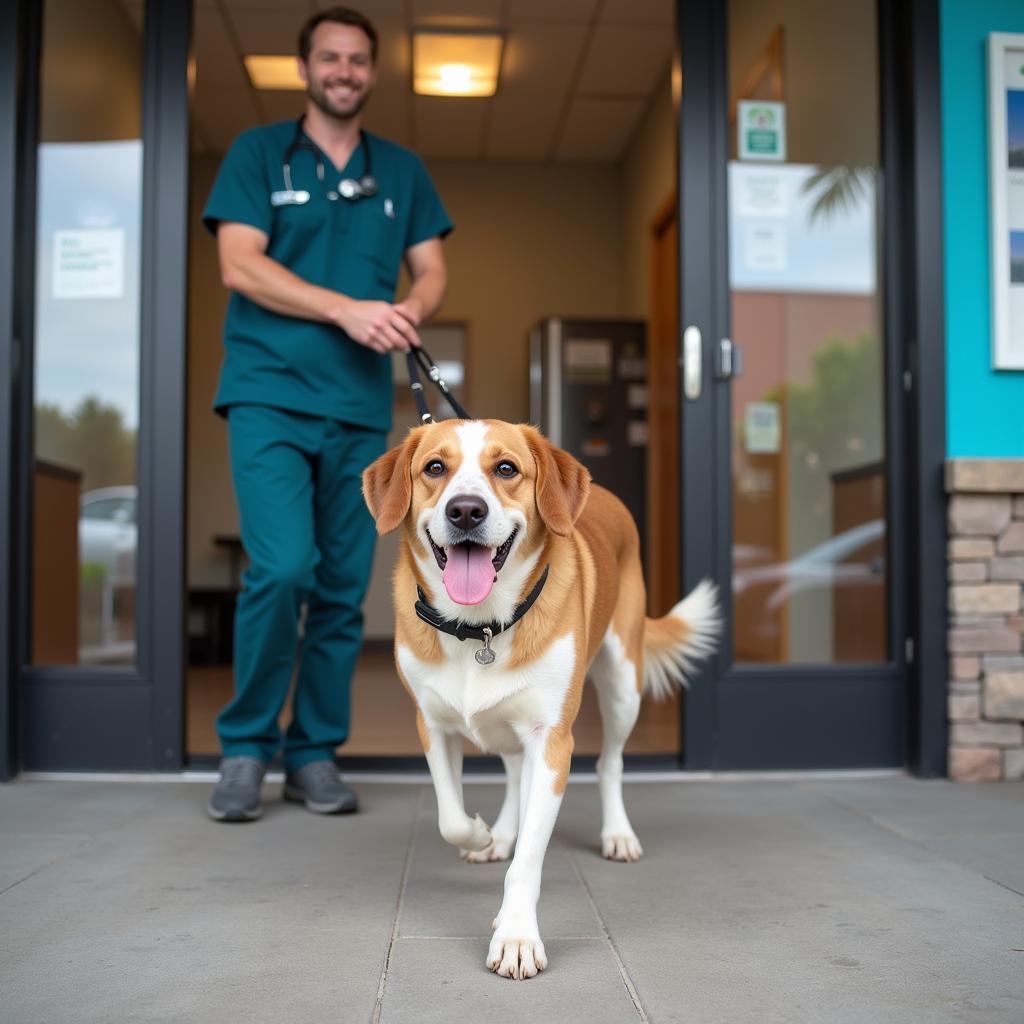 Happy and Healthy Pet Leaving the Vet