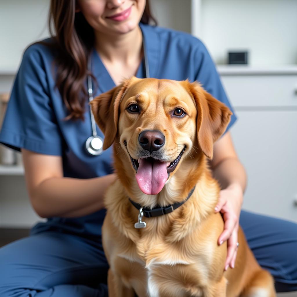 Content Dog During Checkup