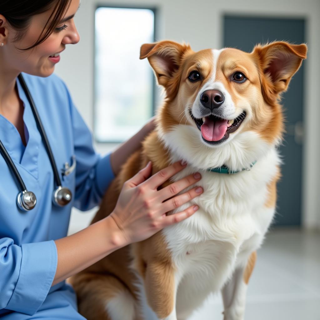 A happy and healthy pet during a vet visit