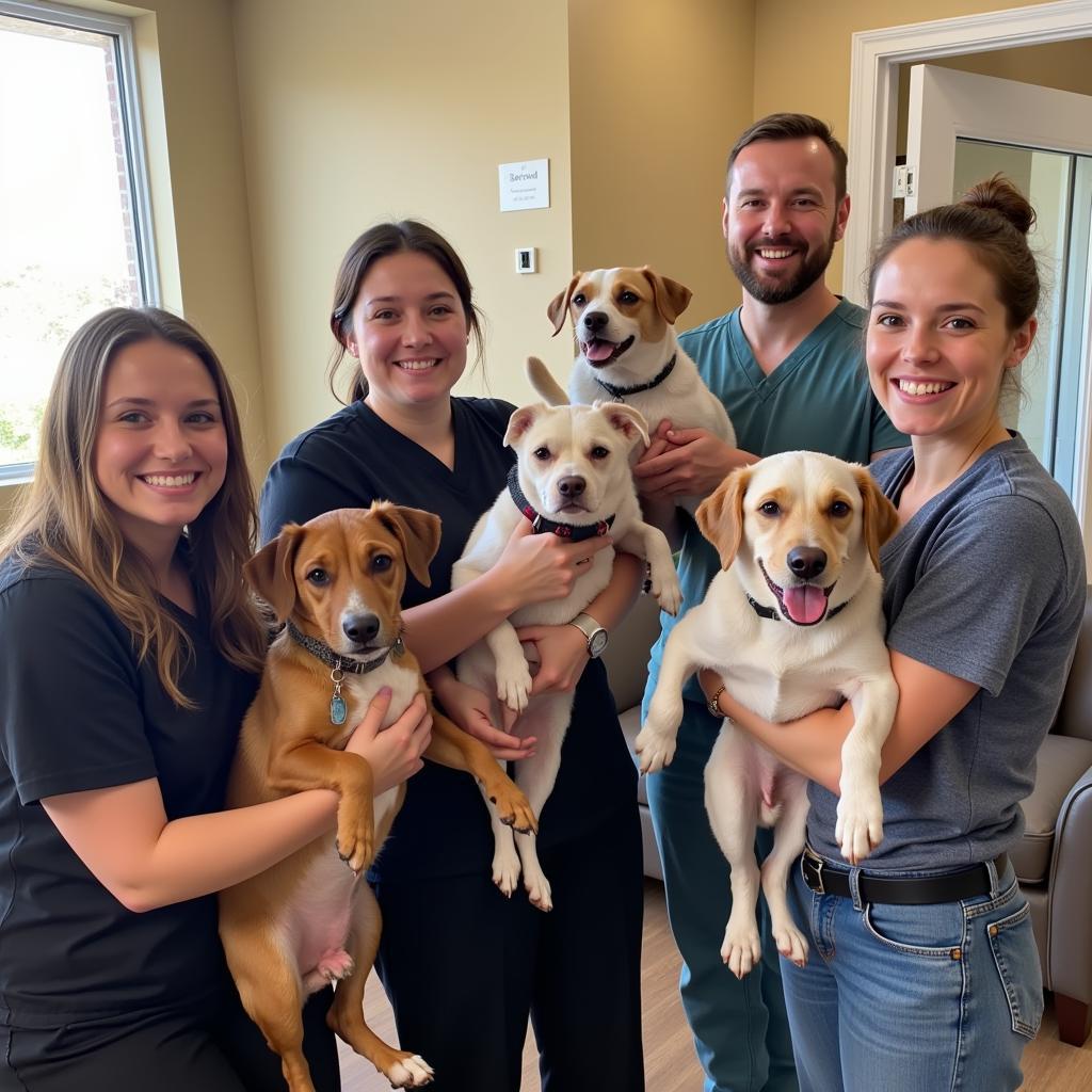 Happy Pet Owners with their Pets at Sarival Animal Hospital