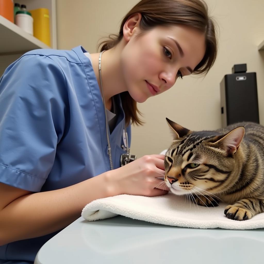 Cat receiving treatment at The Haven Animal Hospital