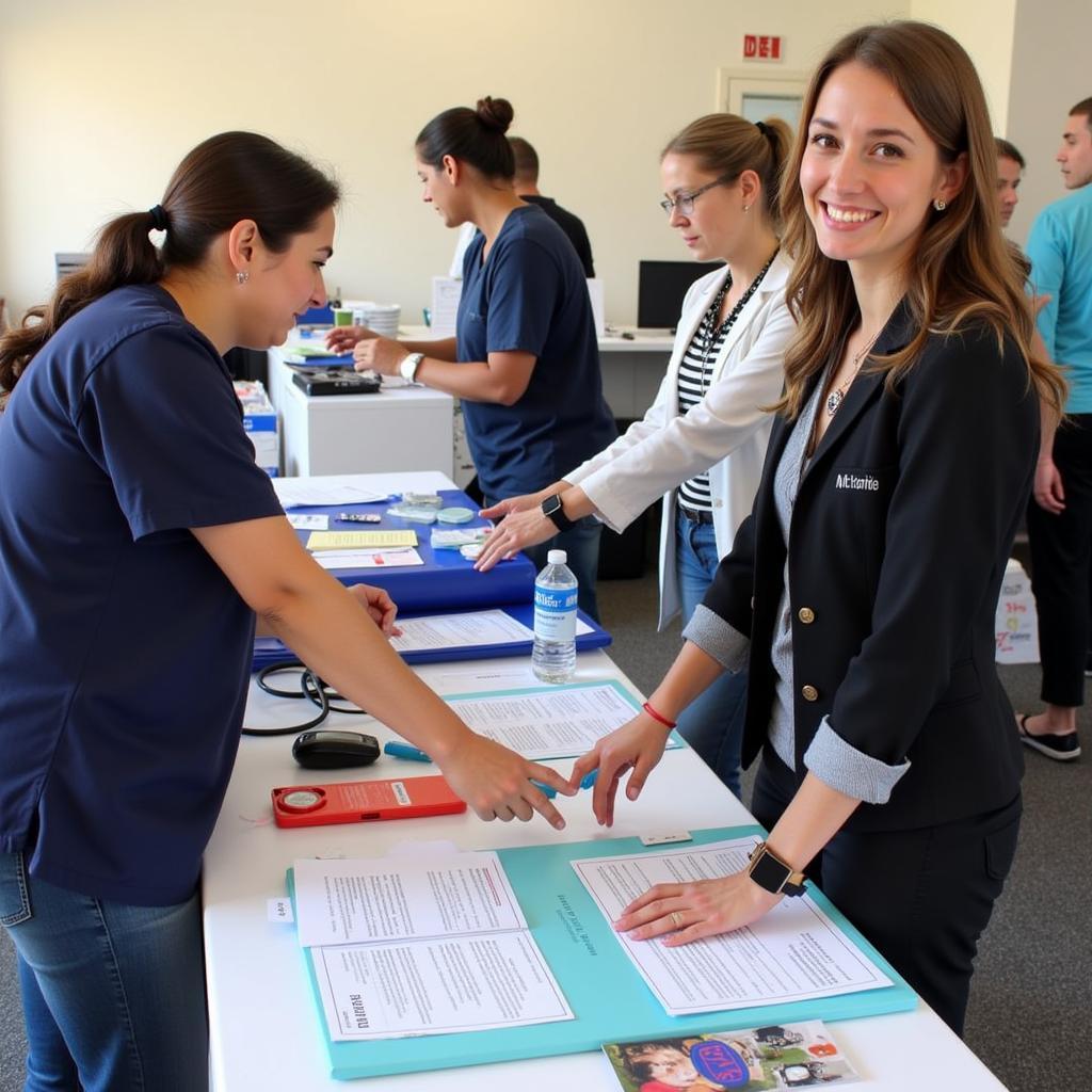  Attendees receiving free health screenings at the health fair