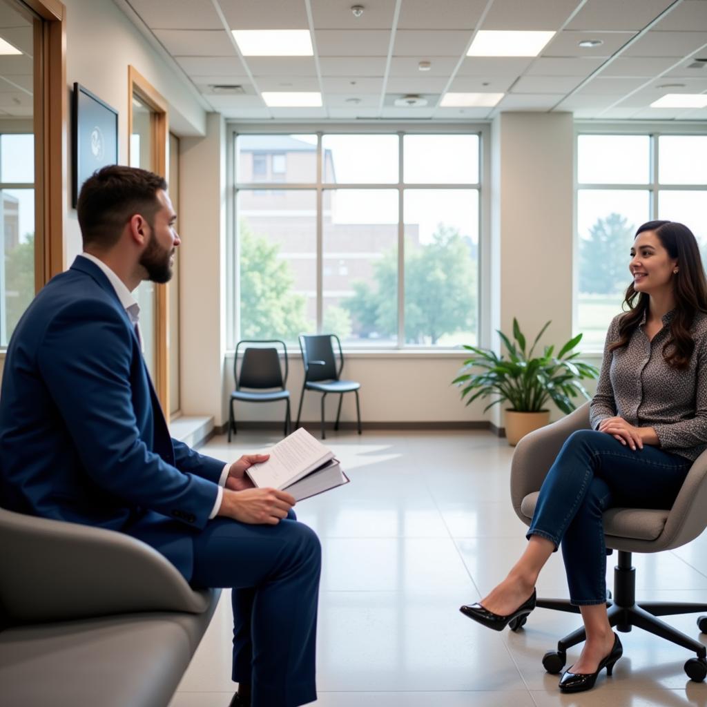  Two individuals participating in a job interview at Henrico Hospital