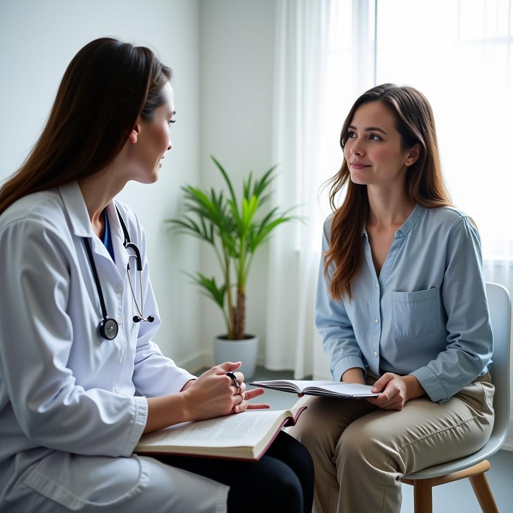 Patient consulting with a doctor at the Hewitt Center