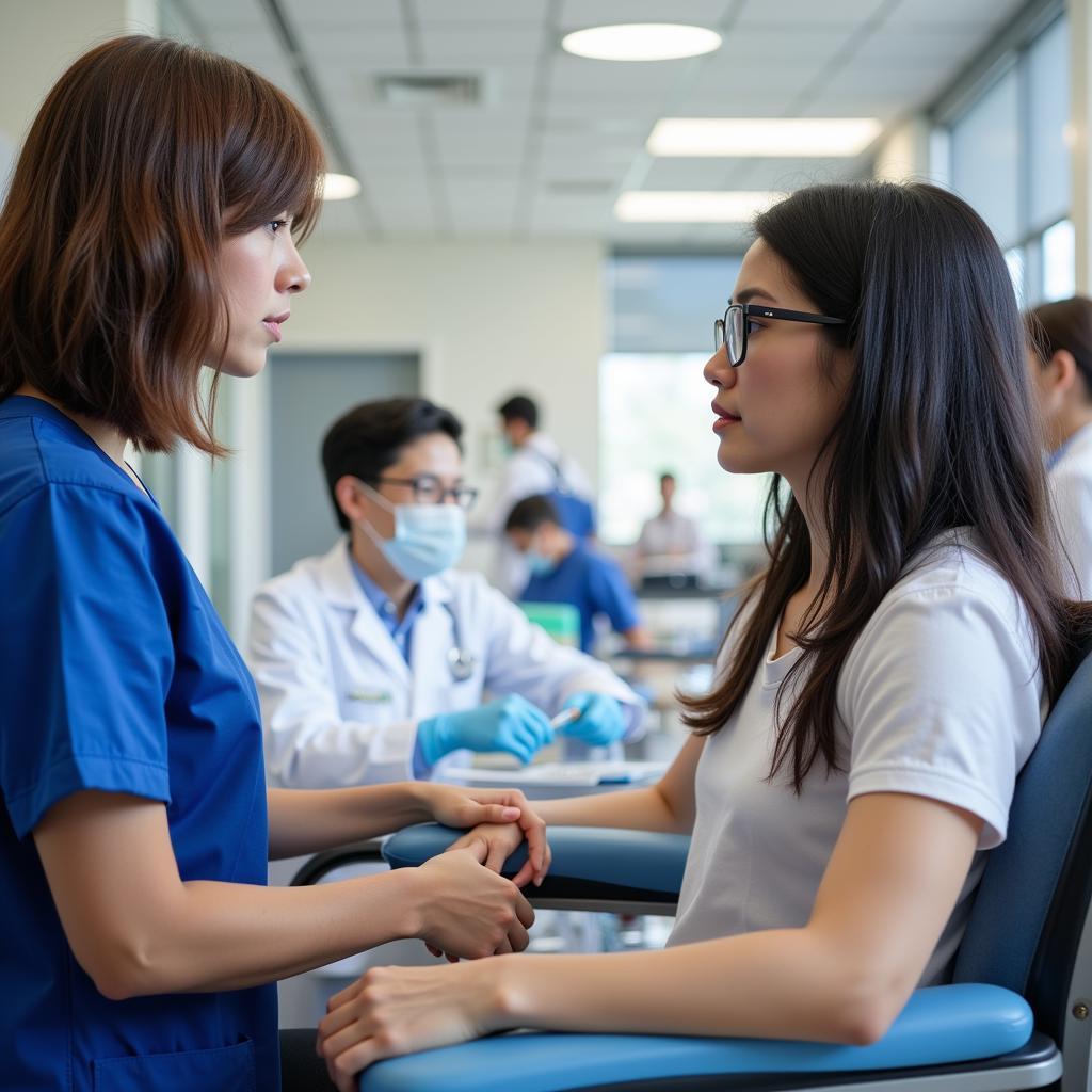 Image of a lab technician drawing blood from a patient