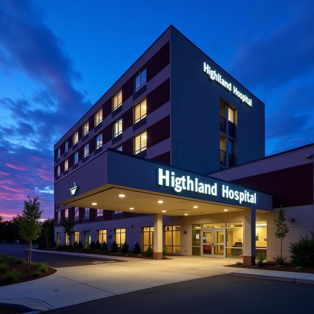 Modern Highland Hospital Building at Dusk