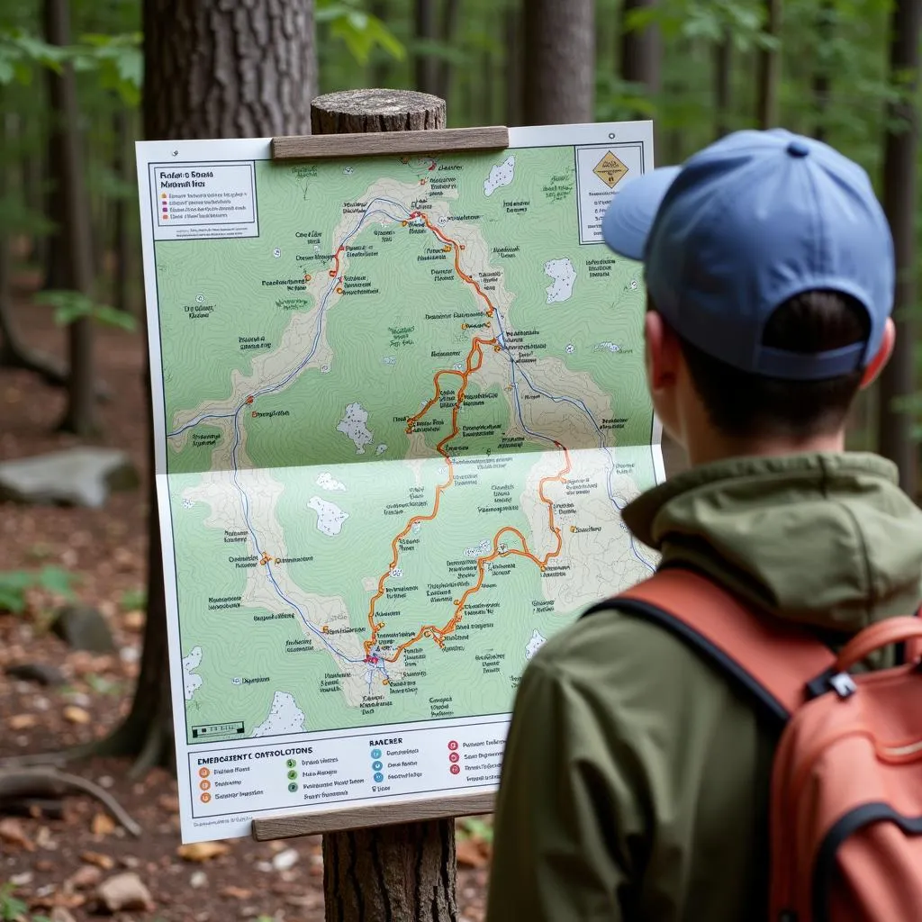 Hiker Checking Map in National Park