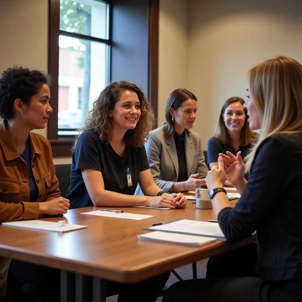 Staff meeting focused on guest experience at San Jose Hospital