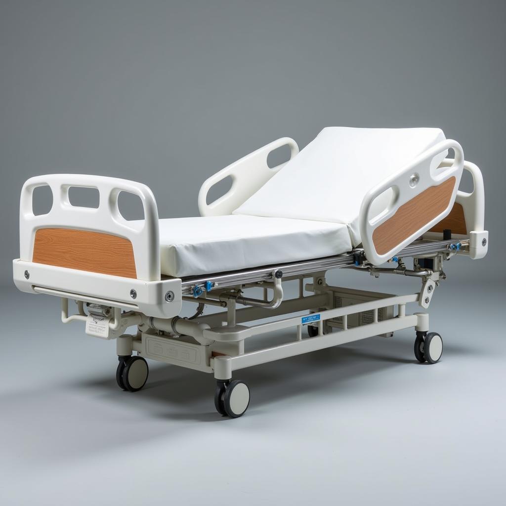 Modern hospital bed with adjustable features