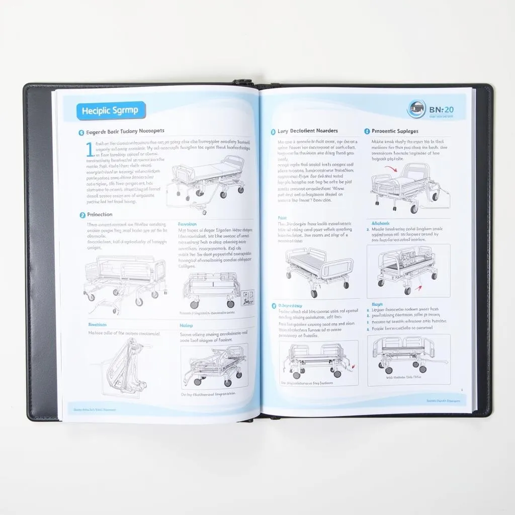 A close-up image of a hospital bed manual, emphasizing user-friendly instructions.