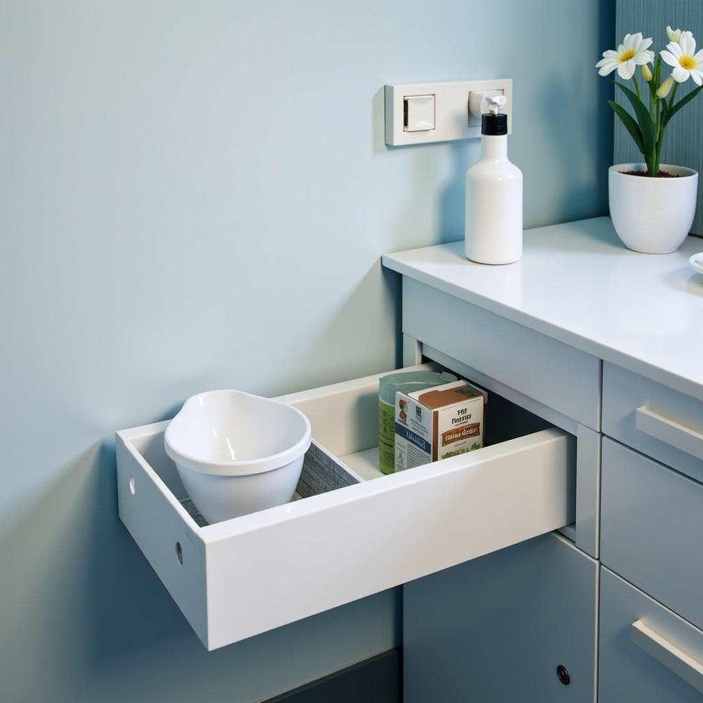 Hygienic storage solutions for male urinals in hospitals.